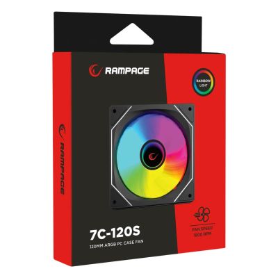 3. RAMPAGE WENTYLATOR DO OBUDOWY 120MM 1800RPM INFINITE LOOP ARGB BLACK PWM