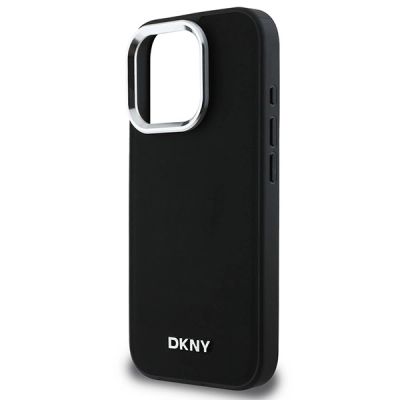 6. Etui DKNY Plain Silver Logo MagSafe na iPhone 16 Pro - czarne