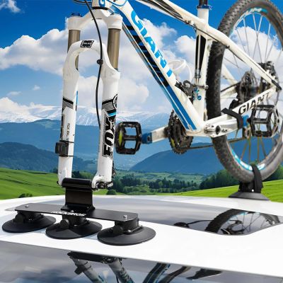 6. Bagażnik dachowy Rockbros XP1001 na przyssawkach na 1 rower - czarny