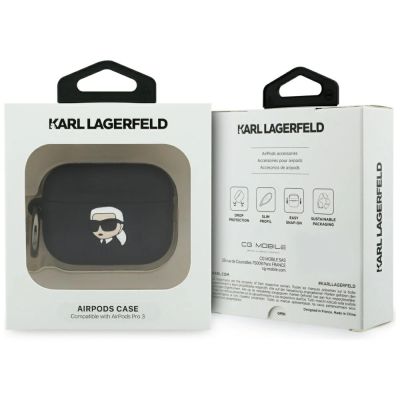 4. Etui Karl Lagerfeld Silicone Karl Head 3D na AirPods Pro 3 - czarne
