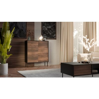 3. Komoda 4D CORTINA 102x40x118 czarny/orzech