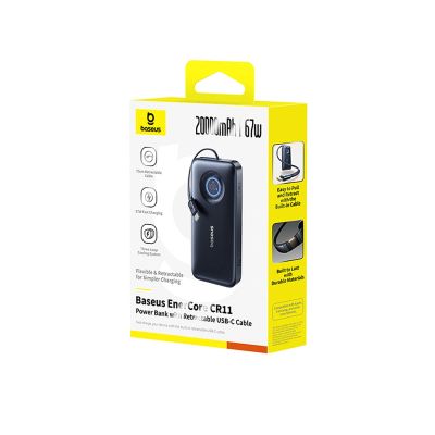 6. Powerbank Baseus EnerCore CR11 20000mAh 67W ze zwijanym kablem USB-C - czarny