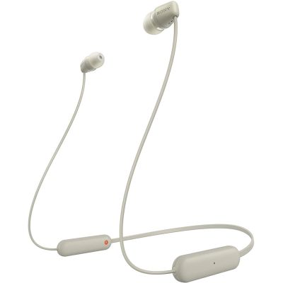 Sony WI-C100 Zestaw słuchawkowy Bezprzewodowy Douszny Połączenia/muzyka Bluetooth Beżowy