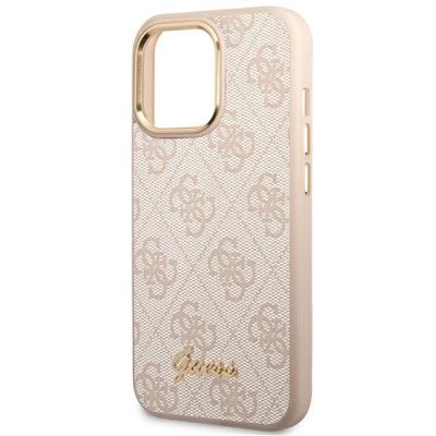 6. Etui Guess 4G Vintage Gold Logo na iPhone 14 Pro Max - różowe
