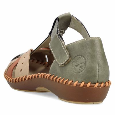 10. Sandały damskie komfortowe na rzepy zabudowane palce zielone Rieker M1655-54
