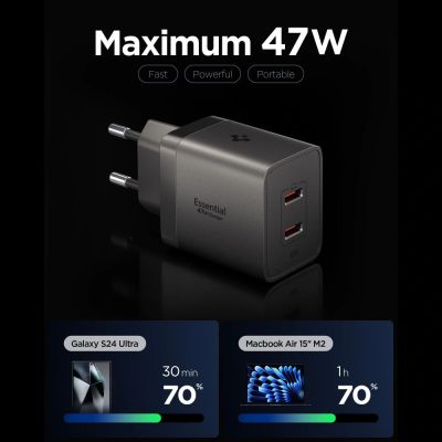 2. Ładowarka sieciowa Spigen Essential EE472EU-GAN 2-Porty 47 W - ciemnoszara