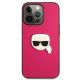 3. Etui Karl Lagerfeld Leather Ikonik Karl's Head Metal na iPhone 13 Pro / 13 6,1" - różowe