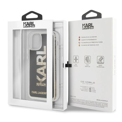 7. Etui Karl Lagerfeld Karl logo Glitter na iPhone 11 Pro - czarne