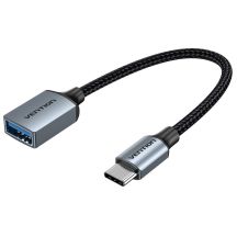 Kabel OTG USB 3.0 Vention USB-C do USB-A 0,15 M szary stop aluminium