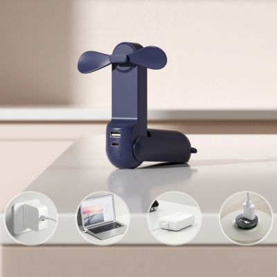 2. Mini wentylator Jisulife Handheld Fan Life8 przenośny wiatraczek USB z funkcją powerbanka 2000mAh i latarką - niebieski