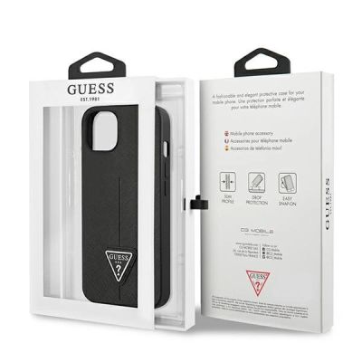 8. Etui Guess Saffiano Triangle Logo na iPhone 14 Plus - czarne