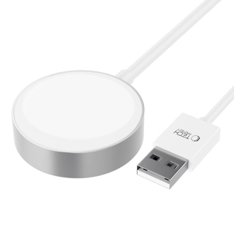 2. Ładowarka Tech-Protect UltraBoost indukcyjna magnetyczna ze złączem USB-A do Apple Watch 1.2m - biała