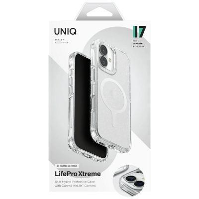 6. Etui UNIQ LifePro Xtreme Magclick Charging do iPhone 17 - przezroczysty-brokat