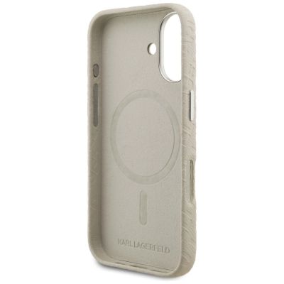 7. Etui Karl Lagerfeld FW Stamped Karl MagSafe na iPhone 16 - beżowe