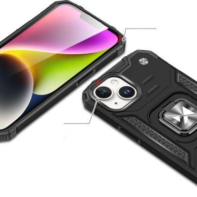 2. Pancerne etui z uchwytem na palec do iPhone 15 Plus Wozinsky Ring Armor - srebrne