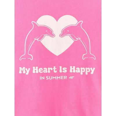 6. T-shirt loose z nadrukiem dziewczęc 4F 4FJRSS26TTSHF3908-54N