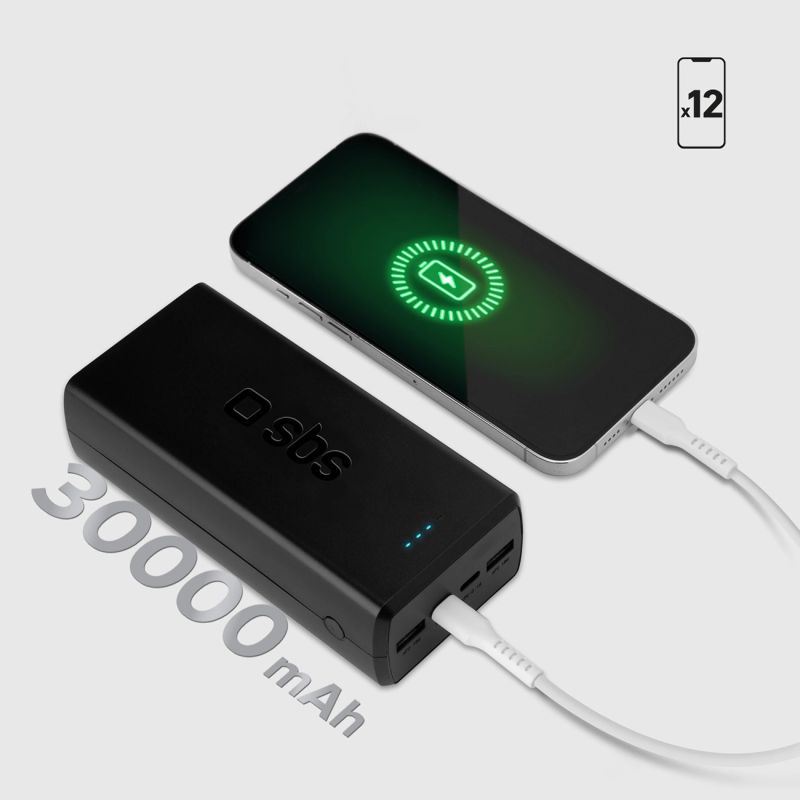7. Powerbank SBS TTBB30000PD20K 30000 mAh 2 x USB-C 2 x USB-A - czarny