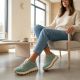 10. Skórzane półbuty sneakersy na platformie zielone Filippo DP7498