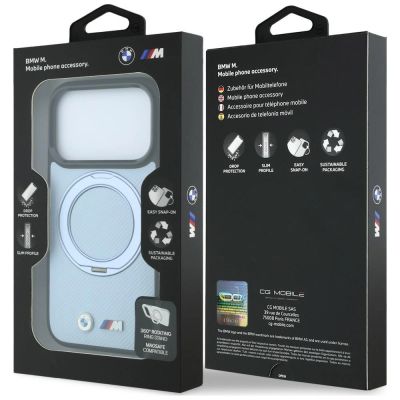 8. Etui BMW Kevlar Ring Stand 360 MagSafe na iPhone 18 Pro Max / 17 Pro Max - niebieskie