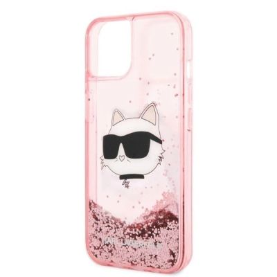 6. Etui Karl Lagerfeld Glitter Choupette Head na iPhone 14 Plus - różowe