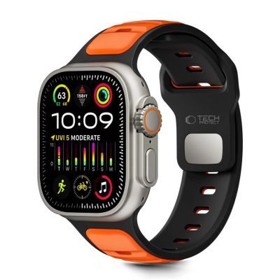 Pasek Tech-Protect IconBand Line na Apple Watch 44 / 45 / 46 / 49 mm - czarno-pomarańczowy