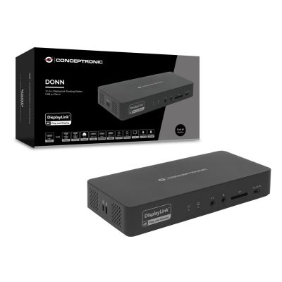 5. Stacja dokująca Conceptronic 17-1 USB-C->HDMI DP 4K/60Hz GbE USB-C bk