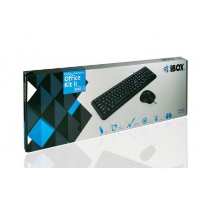 4. Zestaw klawiatura + mysz IBOX OFFICE KIT II KLAW. I MYSZ OPT.USB IKMOC2005070U (USB 2.0; (US); kolor czarny; optyczna)