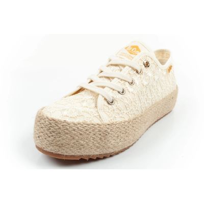 3. Lee Cooper buty sportowe damskie koronkowe trampki beżowe platforma