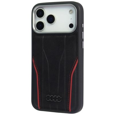 3. Etui Audi R8 Genuine Leather MagSafe do iPhone 17 Pro - czarno-czerwony