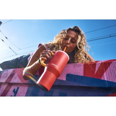 37. Kubek termiczny ze słomką Kambukka Rio Tumbler 950ml, Pink Papaya