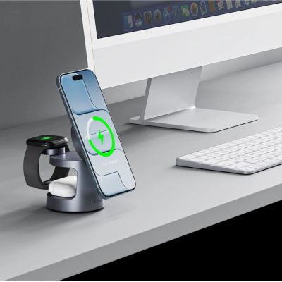 9. Ładowarka bezprzewodowa Tech-Protect QI2.2-25W-A48 3in1 magnetyczna - granatowa