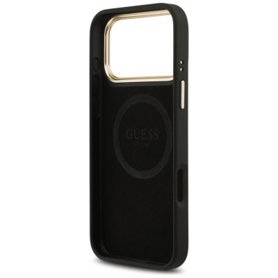 7. Etui Guess 4G Logo Plate MagSafe na iPhone 17 Pro Max - czarne