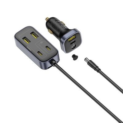 4. Ładowarka samochodowa Baseus BackseatPal L1 110W 3 x USB-A + 3 x USB-C z przedłużaczem 1,5 m - czarna