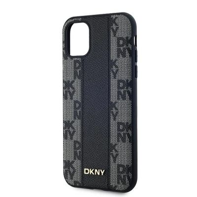 6. Etui DKNY Leather Checkered Mono Pattern MagSafe na iPhone 11 / Xr - czarne