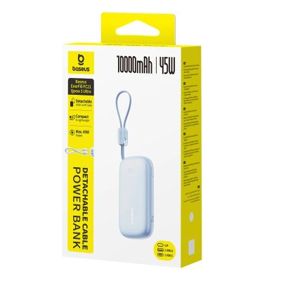 4. Powerbank Baseus EnerFill FC21 Qpow 3 Ultra 10000mAh 45W z odłączanym kablem USB-C/Lightning - niebieski