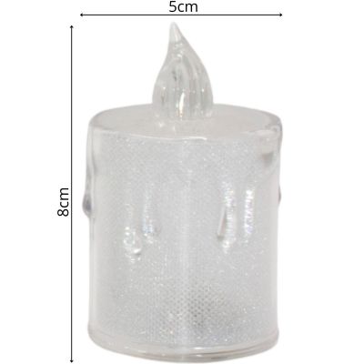 11. ŚWIECA DEKORACYJNA 8 CM TRANSPARENTA CIEPŁY BIAŁY 1 LED