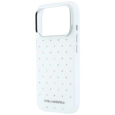 6. Etui Karl Lagerfeld IML Rhinestones Allover and Electroplated Logo na iPhone 17 Pro / 18 Pro - białe