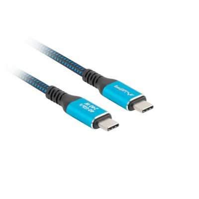 3. LANBERG KABEL USB-C M/M USB4 0.5M 240W 8K 60HZ CZARNO-NIEBIESKI