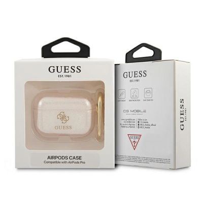 3. Etui Guess Glitter Collection na AirPods Pro - złote