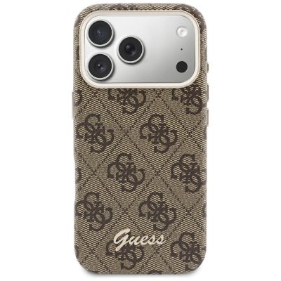 3. Etui Guess 4G Script MagSafe na iPhone 17 Pro - brązowe