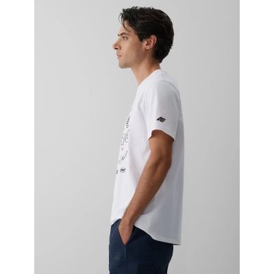 4. T-shirt regular z nadrukiem męski 4F 4FRAW26TTSHM4470-10S