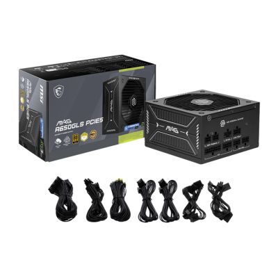 5. MSI MAG A650GLS PCIE5 moduł zasilaczy 650 W 24-pin ATX ATX Czarny
