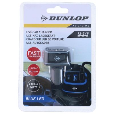 8. ŁADOWARKA SAMOCHODOWA MULTI 2x USB A + USB C DUNLOP