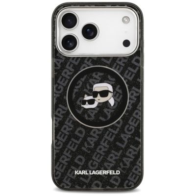 3. Etui Karl Lagerfeld IML Glitter Karl&Choupette Heads Logo MagSafe na iPhone 17 Pro Max - czarne