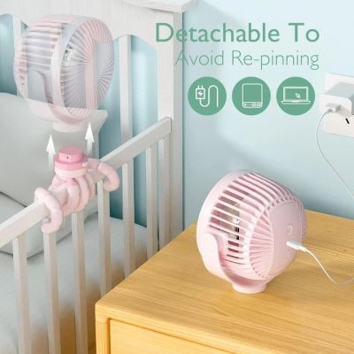 5. Momcozy przenośny wentylator do wózka, różowy