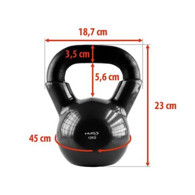 8. Kettlebell żeliwny pokryty winylem HMS KNV12 BLACK 