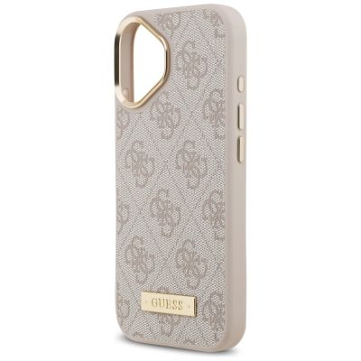 6. Etui Guess 4G Logo Plate MagSafe na iPhone 17 - różowe