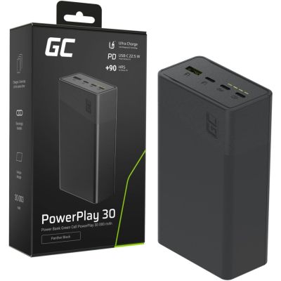 3. Powerbank Greencell PowerPlay 30 - czarny 30 000mAh, 22,5W, 4 porty