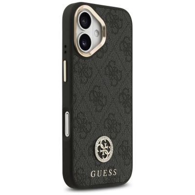 4. Etui Guess 4G Strass Logo & Big Strap Metal Buttons MagSafe na iPhone 17 - czarne