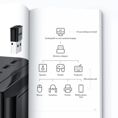 19. Baseus BA04 mini adapter Bluetooth 5.0 USB odbiornik nadajnik do komputera czarny (ZJBA000001)